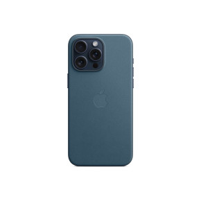 Луксозен твърд текстилен гръб оригинален MT4Q3ZM/A OFFICIAL Apple FineWoven Case With MagSafe за Apple iPhone 15 Pro 6.1 тъмно син / Pacific Blue